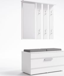 Topeshop GARDEROBA OPAL II WIESZAK LUSTRO SZAFKA NA BUTY / BIEL