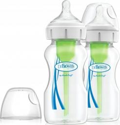 Dr Browns Butelka do karmienia niemowląt szeroka szyjka Options+ 0m+ 270ml 2 sztuki (WB92600)