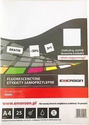 Emerson ETYKIETA EMERSON FLUORESENCYJNA BIAŁA 25 ARKUSZY