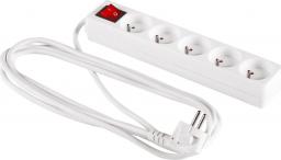 Listwa zasilająca Elcan 5 gniazd 3 m biała (PM-ZW-5G-30)