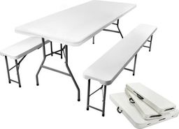 Malatec Stół ogrodowy składany 180cm + 2 ławki
