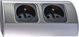 Orno Gniazdo meblowe podwójne z/u 16A IP20 aluminium/ tworzywo OR-AE-1303