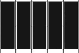 vidaXL Parawan 5-panelowy, czarny, 250 x 180 cm