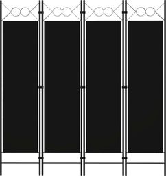 vidaXL Parawan 4-panelowy, czarny, 160 x 180 cm