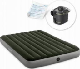 Intex Materac Dmuchany Dwuosobowy  z Pompką Elektryczną Zielony