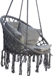 Saska Garden Hamak ażurowy fotel wiszący 80x60cm luxe z poduszką szary (1026954)