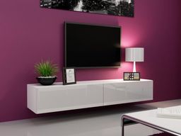 Cama Meble Szafka RTV VIGO '180' 30/180/40 biały/ biały połysk