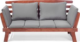 Beliani Sofa ogrodowa drewniana ciemna z regulowanymi podłokietnikami PORTICI