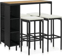 vidaXL VidaXL 5-cz. ogrodowy zestaw barowy, poduszki, rattan PE, czarny