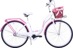 Kozbike (K19) Rower miejski damski Kozbike 28 biało-różowy 3 biegi