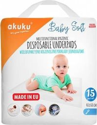 Akuku AKUKU Podkład Jednorazowy Baby Soft 40x60cm 15 szt.