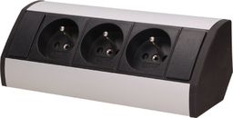 Orno Gniazdo meblowe 3x2P+Z, czarno-srebrne