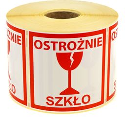 MD Labels Naklejki Etykiety Ostrzegawcze Ostrożnie szkło 1000szt