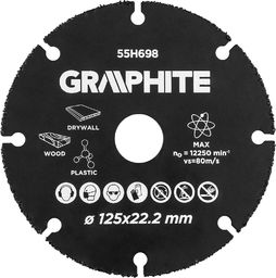 Graphite TARCZA TNĄCA HM DO DREWNA I TWORZYW SZTUCZNYCH 125 X 22.2 MM 55H698 GRAPHITE
