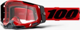 100% Gogle 100% RACECRAFT 2 RED (Szyba Przezroczysta Anti-Fog, LT 88%-92% + 10 Zrywek) (NEW)