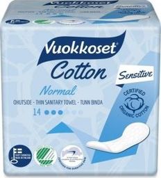Vuokkoset , COTTON, Podpaski bez Skrzydełek Normal Sensitive, 14 szt.