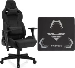 Fotel SENSE7 Sentinel materiałowy czarny + Podkładka PREYON Falcon