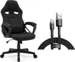 Fotel SENSE7 Knight - materiałowy, czarny + kabel usb