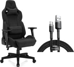 Fotel SENSE7 Sentinel materiałowy czarny + kabel usb