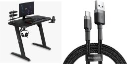 Biurko SENSE7 gamingowe Nomad Classic Czarne 120x60 cm + kabel usb