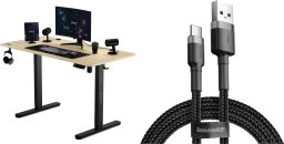 Biurko SENSE7 elektryczne Nojo 120x60 Black Pine + kabel usb