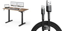 Biurko SENSE7 NOJO LIGHT Ciemnobrązowe 120 cmx60 cm + kabel usb