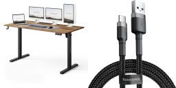 Biurko SENSE7 NOJO LIGHT Ciemnobrązowe 140 cmx70 cm + kabel usb