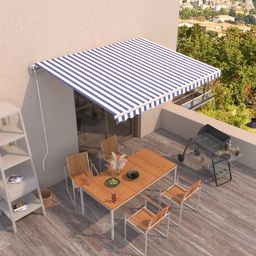 vidaXL Automatycznie zwijana markiza, 400 x 350 cm, niebiesko-biała