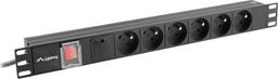 Lanberg Listwa zasilająca 19" 1U 16A 6x 230V PL 2m (PDU-06E-0200-BK)