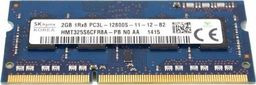 art. poleasingowy Hynix Pamięć RAM 2GB DDR3 1600MHz PC3L-12800S SODIMM 1.35V Laptop