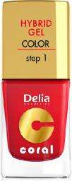 Delia Cosmetics Coral Hybrid Gel Emalia do paznokci nr 01 czerwony 11ml