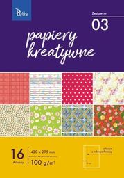 Tetis Papiery kreatywne TETIS 100g/m2 16ark. - zestaw 3 Tetis
