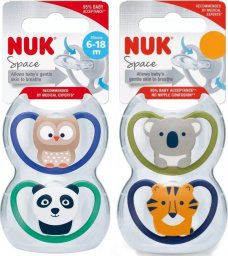 NUK Nuk smoczek usp.silikon 6-18m-cy Space 2szt.