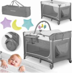 Ricokids Łóżeczko turystyczne + materac + torba 125x65x78cm RK-241 szare