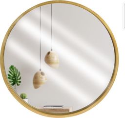 Lustro Vilde Lustro w złotej drewnianej ramie okrągłe ścienne złote łazienkowe do salonu 30 cm