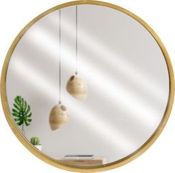 Lustro Vilde Lustro w złotej drewnianej ramie okrągłe ścienne złote łazienkowe do salonu 50 cm