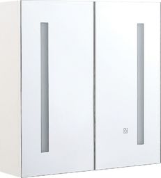 Shumee Szafka łazienkowa wisząca biała z lustrem LED 60x60 cm Chabunco