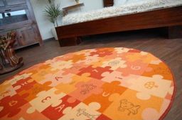 Dywany Łuszczów Dywan dziecięcy PUZZLE oranż koło, koło 100 cm