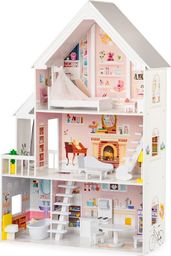 Ecotoys Drewniany domek dla lalek XXL Rezydencja pudrowa