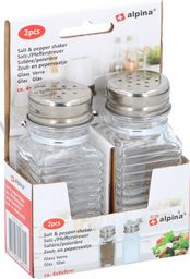Alpina solniczka i pieprzniczka shakers szkło/stal nierdzewna przezroczysta/srebrna 2 sztuki