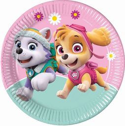 PROCOS Talerzyki papierowe Psi Patrol Skye & Everest, 23cm, 8 szt. (plastic-free)