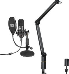 Mikrofon Mozos Mikrofon Mozos USB MKIT-900PRO Gamer + Statyw biurkowy (SB38-BK)