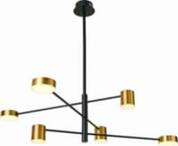 Lampa wisząca Italux Sufitowa LAMPA modernistyczna REMDAL PND-16374-6-BK-GD-4K metalowa OPRAWA molekuły LED 36W 4000K sticks czarne złote