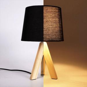 Lampa stołowa Ambiance Lampa stołowa z kloszem abażurem lampka nocna czarna drewniana 30x14cm 3