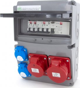 ELS Elektrotechnika Rozdzielnica budowlana 32A/5P + 16A/5P + 2*GS 230V + zabezpieczenia + różnicówka, 11NO22C11C1F 2