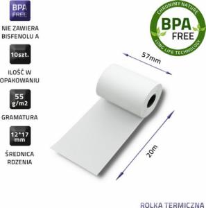 Qoltec ROLKA TERMICZNA 57X20 | 55G/M2 | 10SZT 2