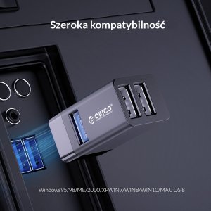 HUB USB Orico Mini hub 3x USB-A 2.0 3.1 Gen1 (MINI-U32L-BK-BP) 6