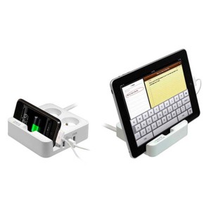 Logo 2 gniazda, 3x USB, z podstawą na telefon (1017270) 3