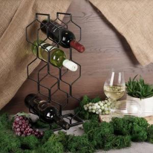Vilde Stojak metalowy czarny wino regał szafka półka na wina 8 butelek 23x11x48 cm 7