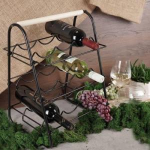 Trends4You Stojak metalowy czarny wino regał szafka półka na wina 9 butelek 33x29x46 cm 7